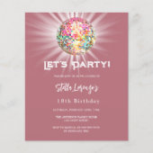 Disco party roos gouden verjaardagsuitnodiging (Voorkant)