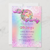 Disco party roze mint groen holografische verjaard kaart (Voorkant)
