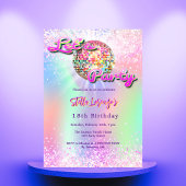 Disco party roze mint groen holografische verjaard kaart