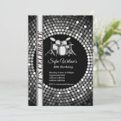 Disco party, sliver muziek, verjaardagsfeest kaart (Staand voorkant)