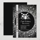 Disco party, sliver muziek, verjaardagsfeest kaart (Voorkant / Achterkant)