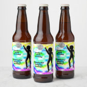 Disco Party Tie Dye Adult Groovy Birthday Party Bier Etiket (Flessen)