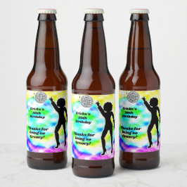 Disco Party Tie Dye Adult Groovy Birthday Party Bier Etiket
