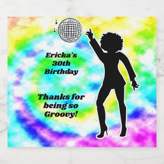 Disco Party Tie Dye Adult Groovy Birthday Party Bier Etiket (Enkel label)