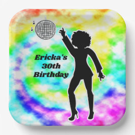 Disco Party Tie Dye Adult Retro Birthday Papieren Bordje