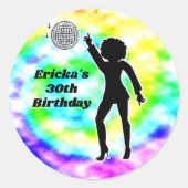 Disco Party Tie Dye Adult Retro Birthday Ronde Sticker (Voorkant)