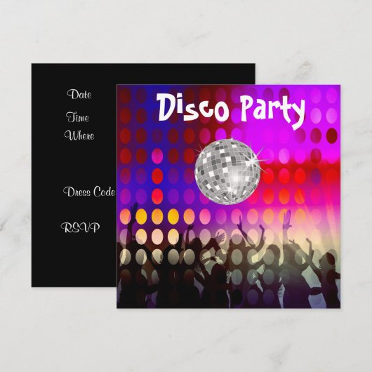 Disco Party-uitnodiging Kaart (Voorkant / Achterkant)