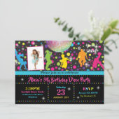 Disco Party Uitnodiging Meisje Dans Verjaardag Uit (Staand voorkant)