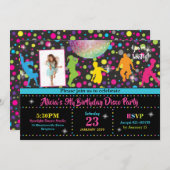 Disco Party Uitnodiging Meisje Dans Verjaardag Uit (Voorkant / Achterkant)