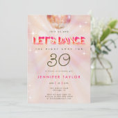 Disco Pink Retro Red Dance 30th Birthday Party Kaart (Staand voorkant)