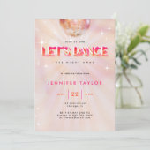 Disco Pink Retro Red Dance Bachelorette Party Kaart (Staand voorkant)