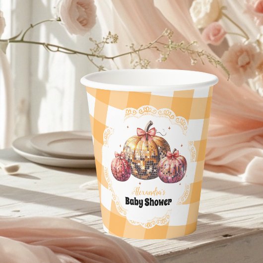 Disco Pompoen Patch Baby Shower Papieren Bekers