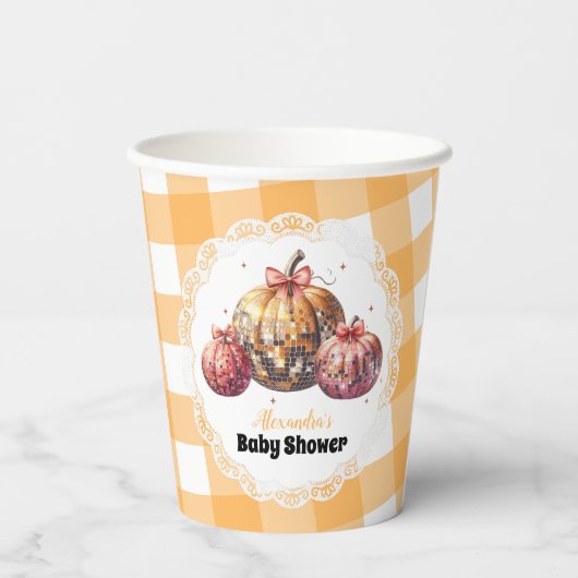 Disco Pumpkin Patch Baby shower Papieren Bekers (Achterkant)