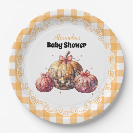 Disco Pumpkin Patch Baby shower Papieren Bordje (Voorkant)