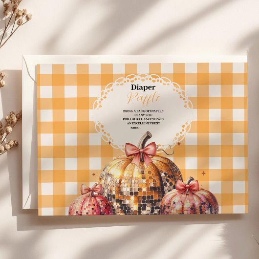 Disco Pumpkin Patch Baby shower Raffle Diapper Informatiekaartje