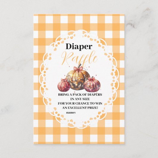 Disco Pumpkin Patch Baby shower Raffle Diapper Informatiekaartje (Voorkant)