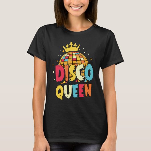 Disco Queen 1970s Retro Party 70s Matching Hallowe T-shirt (Voorkant)