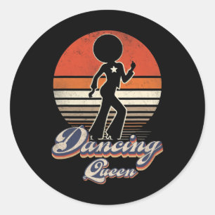 Disco Queen 70's  80s thema Retro Dancin Q Ronde Sticker