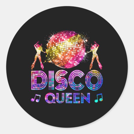Disco Queen - 70's Disco Thed S70 Ronde Sticker (Voorkant)