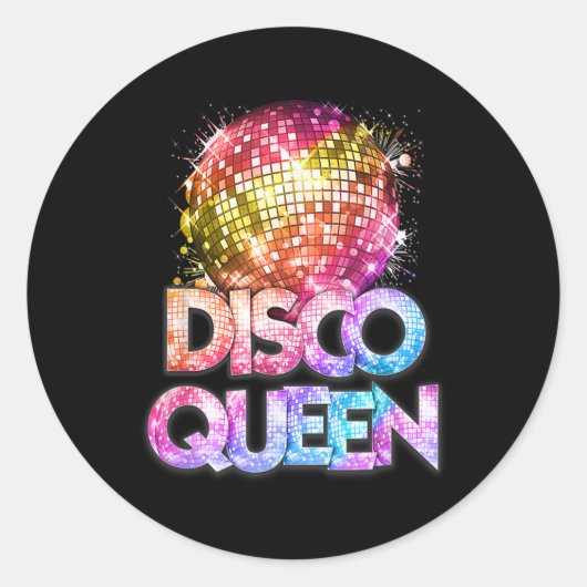 Disco Queen - 70's Disco Thed S70 Ronde Sticker (Voorkant)