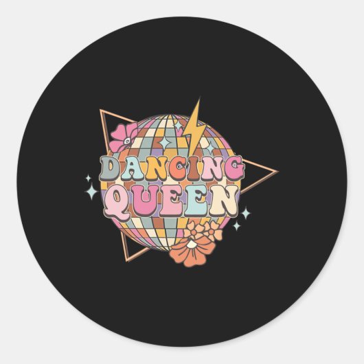 Disco Queen Dance mam Dansende Queen Dancin Ronde Sticker (Voorkant)