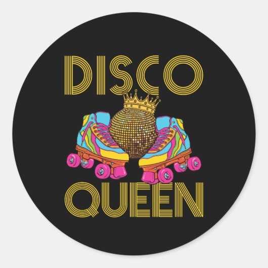 Disco Queen Rolschaatser Ronde Sticker (Voorkant)