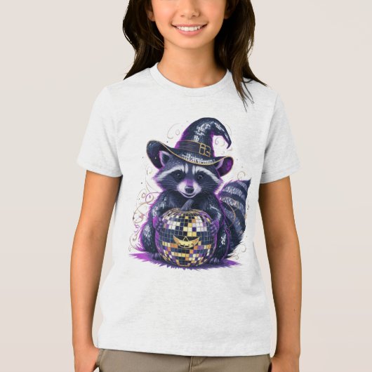 Disco Raccoon Halloween T-shirt - Vibrant Witch Ha (Voorkant)
