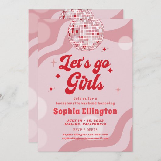 Disco Retro 70s Bachelorette Weekend Route Kaart (Voorkant / Achterkant)