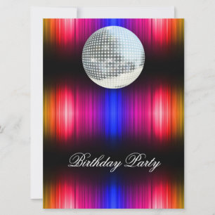 Disco Retro Birthday Party Invitation Kaart