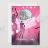 Disco Retro Birthday Party Invitation Kaart (Voorkant)