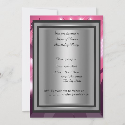 Disco Retro Birthday Party Invitation Kaart (Achterkant)