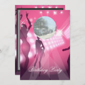 Disco Retro Birthday Party Invitation Kaart (Voorkant / Achterkant)
