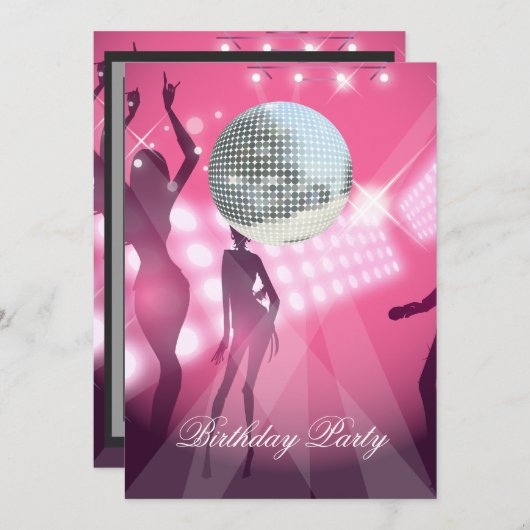 Disco Retro Birthday Party Invitation Kaart (Voorkant / Achterkant)