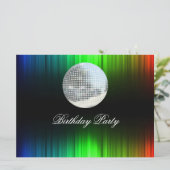Disco Retro Birthday Party Invitation Kaart (Staand voorkant)