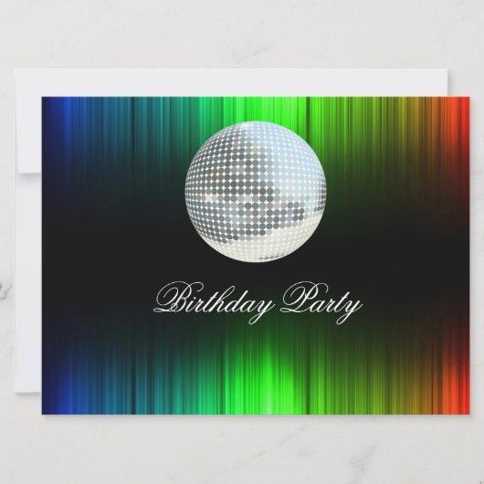 Disco Retro Birthday Party Invitation Kaart (Voorkant)