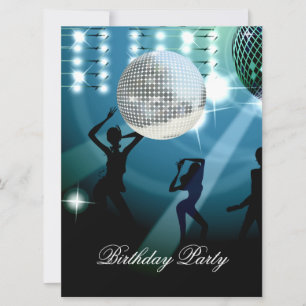 Disco Retro Birthday Party Invitation Kaart