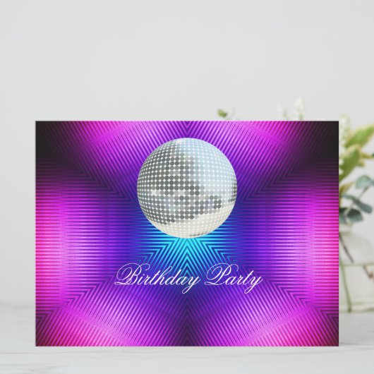 Disco Retro Birthday Party Invitation Kaart (Staand voorkant)