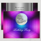 Disco Retro Birthday Party Invitation Kaart (Voorkant / Achterkant)