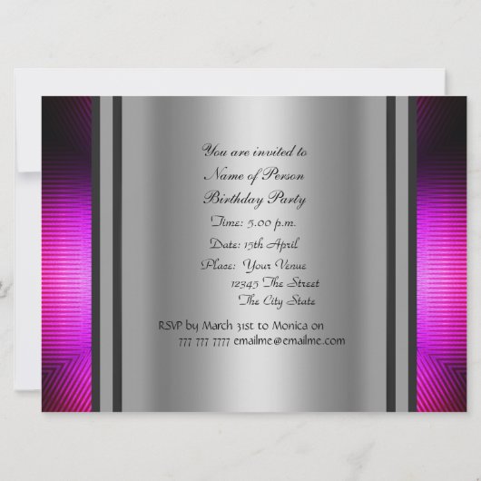 Disco Retro Birthday Party Invitation Kaart (Achterkant)