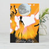 Disco Retro Birthday Party Invitation Kaart (Staand voorkant)