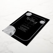 Disco Retro Black Silver Wedding Folie Uitnodiging (Gedraaid)