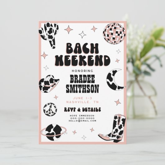 Disco Retro Cowgirl Bachelorette Rodeo Nashville Kaart (Staand voorkant)