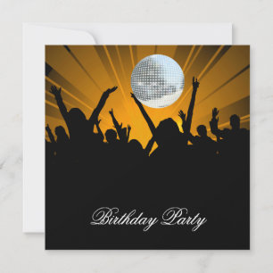 Disco Retro Dance Birthday Party Invitation Kaart