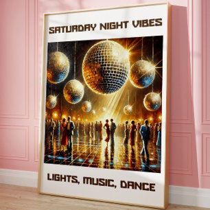 Disco Retro Dansvloer Muurposter Nachtsfeer Poster