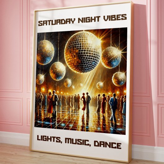 Disco Retro Dansvloer Muurposter Nachtsfeer Poster