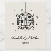 Disco Retro Handgetekende Huwelijk Wijn Etiket (Enkel label)
