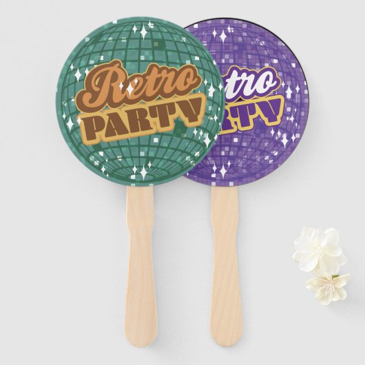 DISCO RETRO PARTY HAND FAN HANDWAAIER (Voorkant en achterkant)