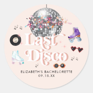 Disco Retro Roller Schaatsen Bachelorette Ronde Sticker