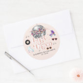 Disco Retro Roller Skaten | Bachelorette Ronde Sticker (Envelop)