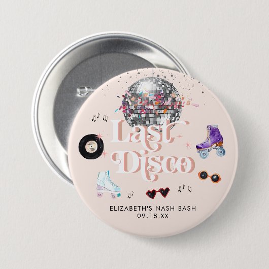 Disco Retro Roller Skating | Bachelorette-feestje Ronde Button 7,6 Cm (Voorkant /achterkant)